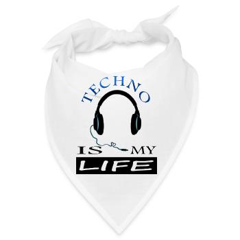 Techno Musik ist mein Leben Techno Music Geschenk - Bandana - Weiß - Vorne