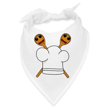 Koch Kochmütze Kochlöffel - Bandana - Weiß - Vorne