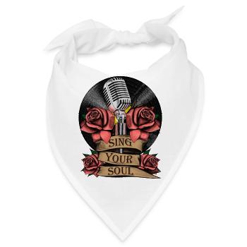 Microphone, Rose, Music, Singing, Vinyl, Soul - Bandana - Weiß - Vorne