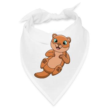Otter Cartoon - Bandana - Weiß - Vorne