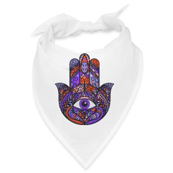 Glücks-Träger Khamsa Hand der Fatima oder Myriam - Bandana - Weiß - Vorne