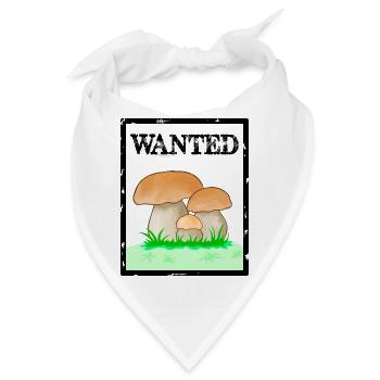 Wanted, Steinpilz, Herrenpilz, Röhrling Schwammerl - Bandana - Weiß - Vorne