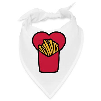 French Fries Love - Bandana - Weiß - Vorne
