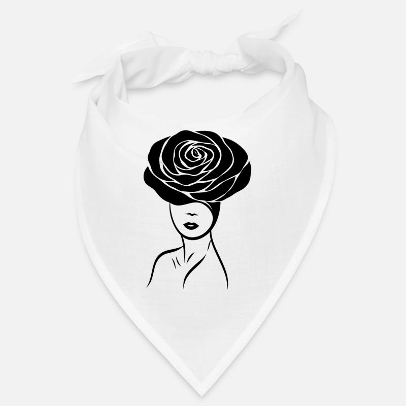 Mädchen / Lady mit Blume (Rose) auf dem Kopf - Bandana - Weiß