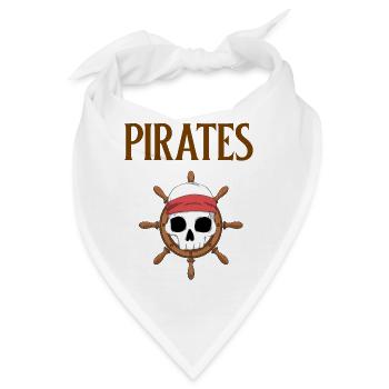 Pirat Piratenschiff Piratenflagge Totenkopf Skull - Bandana - Weiß - Vorne