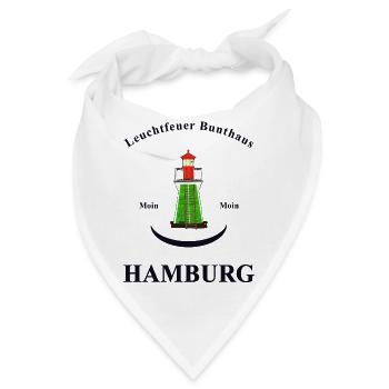 Hamburg Wahrzeichen Leuchtfeuer Bunthaus - Bandana - Weiß - Vorne