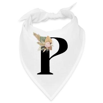 Buchstabe P blumig - Bandana - Weiß - Vorne