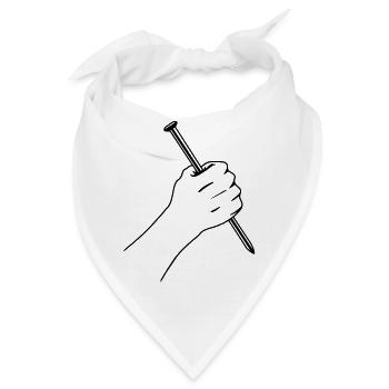 Großer Nagel in Faust - Bandana - Weiß - Vorne