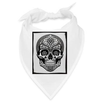 Totenkopf Ornament - Bandana - Weiß - Vorne
