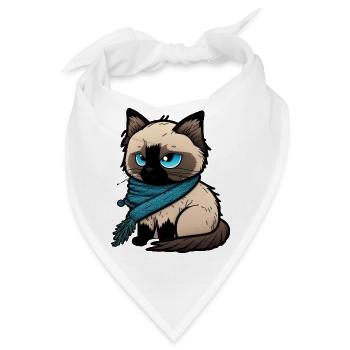 birma katze cartoon comic anime - Bandana - Weiß - Vorne