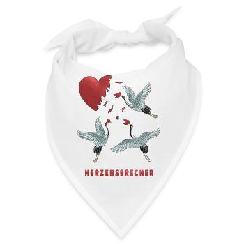 Herzensbrecher Herz Storch Design - Bandana - Weiß - Vorne