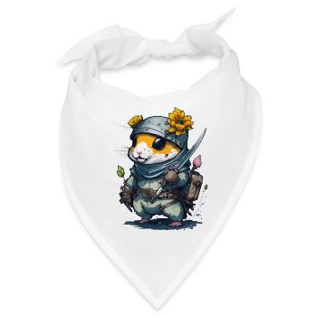 Mit diesem Design wirst du zum Ninja Hamster - Bandana - Weiß - Vorne