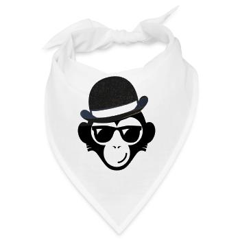 Affe mit Hut Wildtier Menschenaffe Geschenkidee - Bandana - Weiß - Vorne