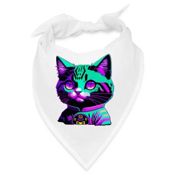Funky cat - Bandana - Weiß - Vorne