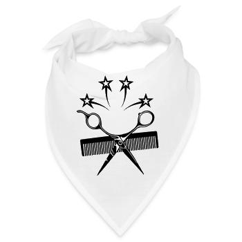 Sternschere Kamm Friseur - Bandana - Weiß - Vorne