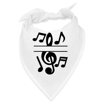 Musiknoten und Schlüsseltext-Banner - Bandana - Weiß - Vorne
