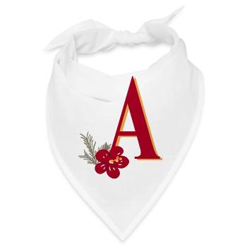Buchstabe A mit Blume - Bandana - Weiß - Vorne