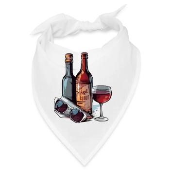 Weinflaschen und Gläser - Bandana - Weiß - Vorne