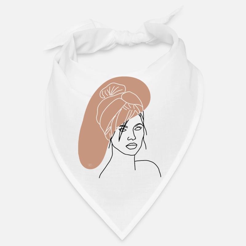 "Dame mit Tuch", Boho Line Art Design, "Faces" Bandana