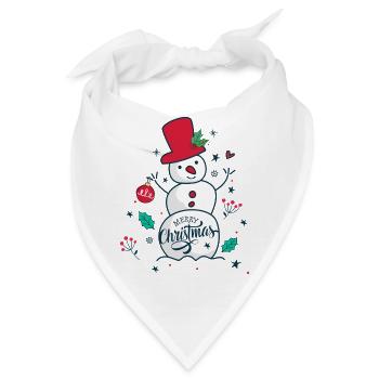 Schneemann. Frohe Weihnachten. - Bandana - Weiß - Vorne