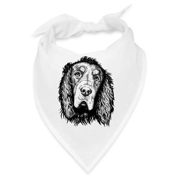 Gordon Setter Portrait Blue sw - Bandana - Weiß - Vorne