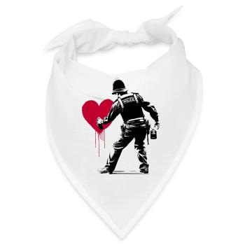 Police StreetArt Heart - Bandana - Weiß - Vorne