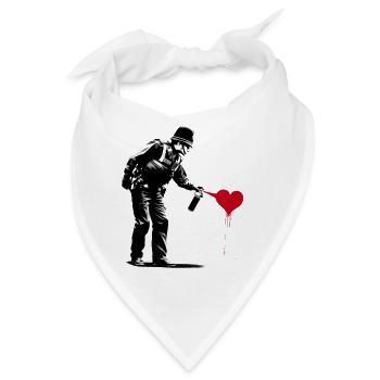 English police officer spraying a red heart - Bandana - Weiß - Vorne