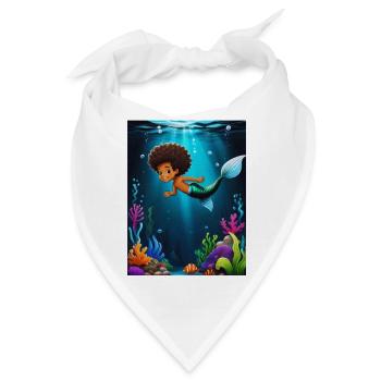 Geschenkidee Meermann Meerjunge Fabelwesen - Bandana - Weiß - Vorne