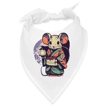 Maus im Kimono - Bandana - Weiß - Vorne