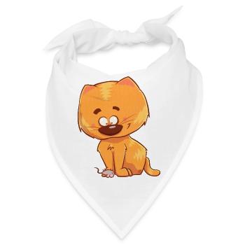 Katze, orange und niedlich - Bandana - Weiß - Vorne