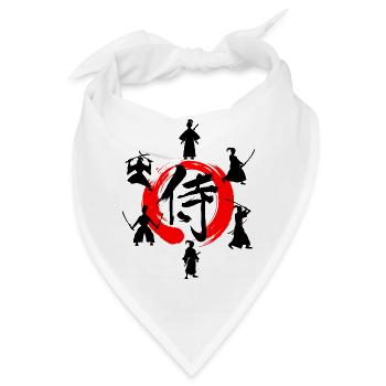 Enso-Zen-Kreis mit Samurai - Bandana - Weiß - Vorne