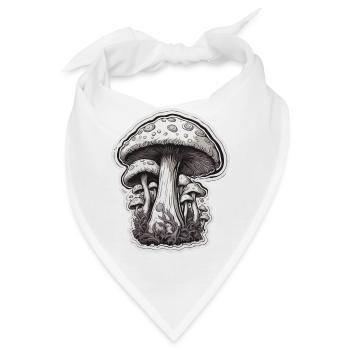 Pilz / Mushroom / Wiese / Wald / Goa / Psy - Bandana - Weiß - Vorne