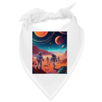 Astronauten auf dem Mars: Digitale Illustration - Bandana - Weiß - Vorne