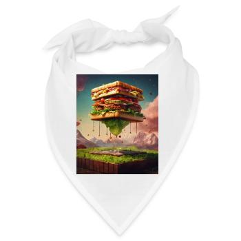 3D Burgerwürfel: Digitale Kunst - Bandana - Weiß - Vorne