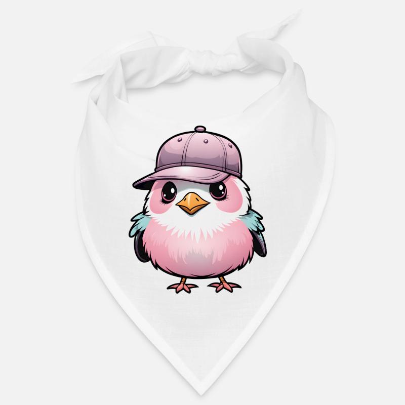 Cute Pink Bird with Baseball Cap Bandana
