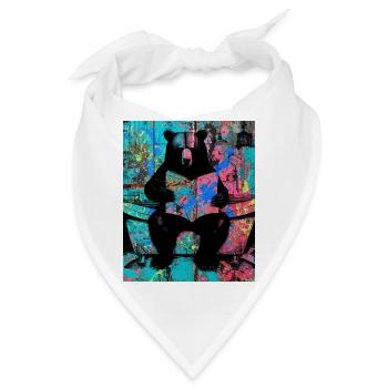Graffiti, Badezimmer, Bad, Malerei, bunt,Bär - Bandana - Weiß - Vorne
