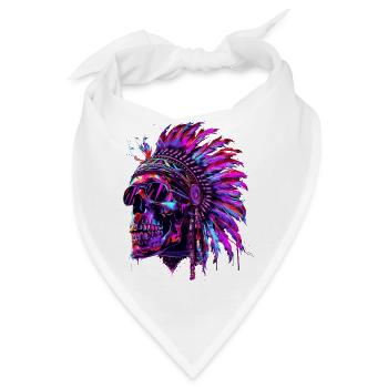 Indianer Totenkopf Indian Ureinwohner Amerika - Bandana - Weiß - Vorne