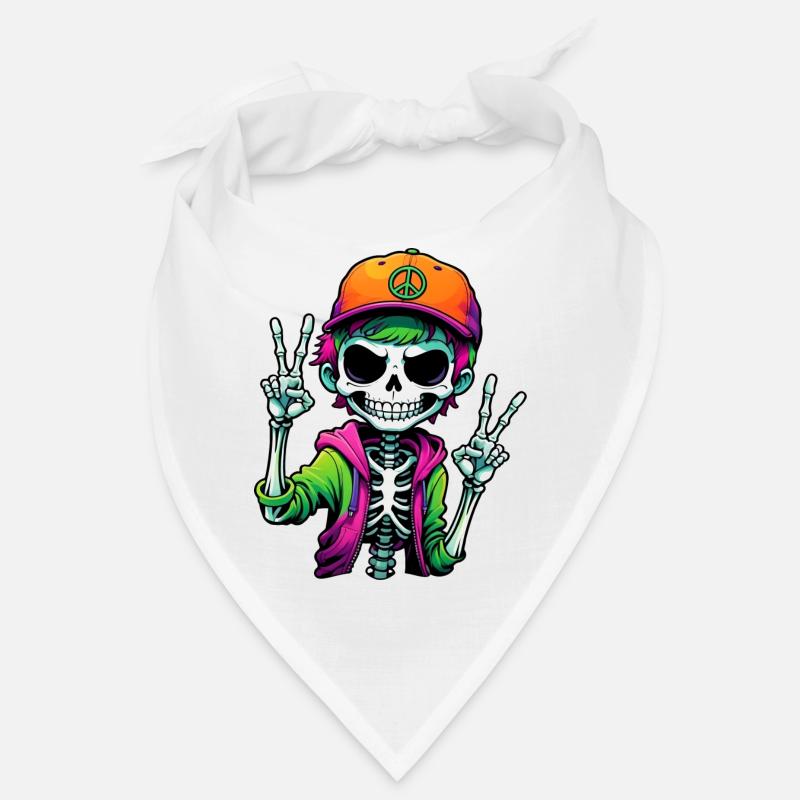 Mignon dessin animé squelette garçon - Bandana - blanc