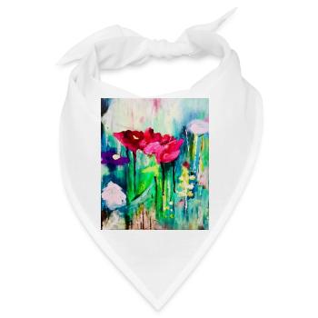 Aquarellblumen im Farbmeer - Bandana - Weiß - Vorne