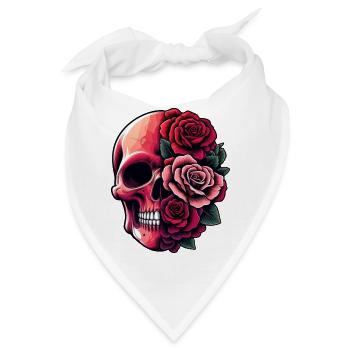 Totenkopf und Blumenstrauß - Bandana - Weiß - Vorne