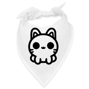 Niedliche Katze sitzt - Bandana - Weiß - Vorne