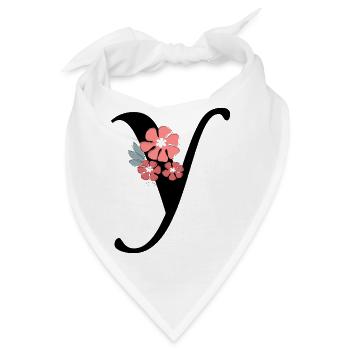 Buchstaben- und minimalistische Blumen - Bandana - Weiß - Vorne