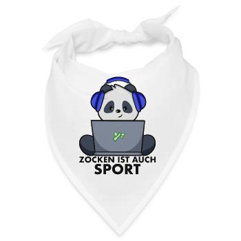 Nerd Shirt - Gamer Panda zocken ist auch Sport - Bandana - Weiß - Vorne