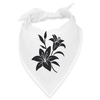 Elegante monochrome florale Illustration - Bandana - Weiß - Vorne