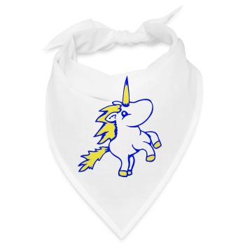 Einhorn springt hoch Vorderbeine süß Cartoon Pferd - Bandana - Weiß - Vorne