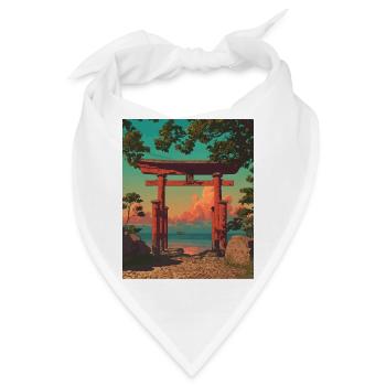 Torii Tor bei Sonnenuntergang am Ufer - Bandana - Weiß - Vorne