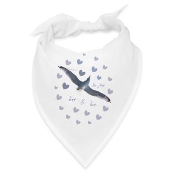 Freiheitsliebende Möwe im Flug mit Herzen freiheit - Bandana - Weiß - Vorne