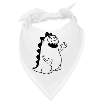 Dino winkend – Kawaii, Cartoon & Urzeit-Freud - Bandana - Weiß - Vorne