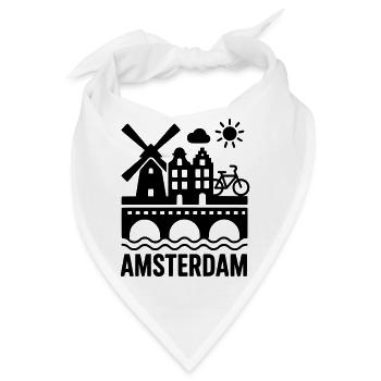 Amsterdam Windmühle Fahrrad Kanal - Bandana - Weiß - Vorne