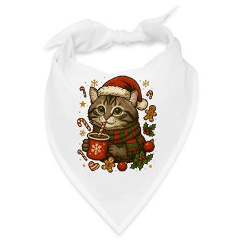 Katze an Weihnachten - Bandana - Weiß - Vorne